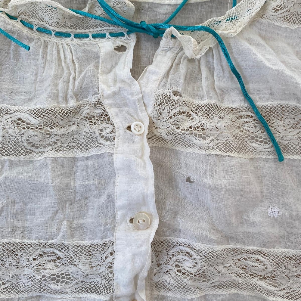 Antique Early 20th Century Lace Trimmed Corset Cover Edwardian Top (STUDY PIECE) - Picture 3 of 11